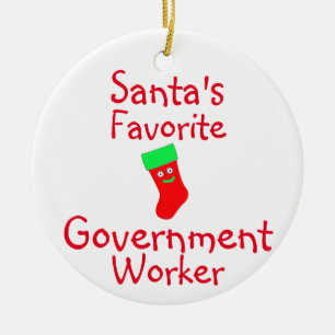 Santa's Favorite Government Worker Ceramic Ornament