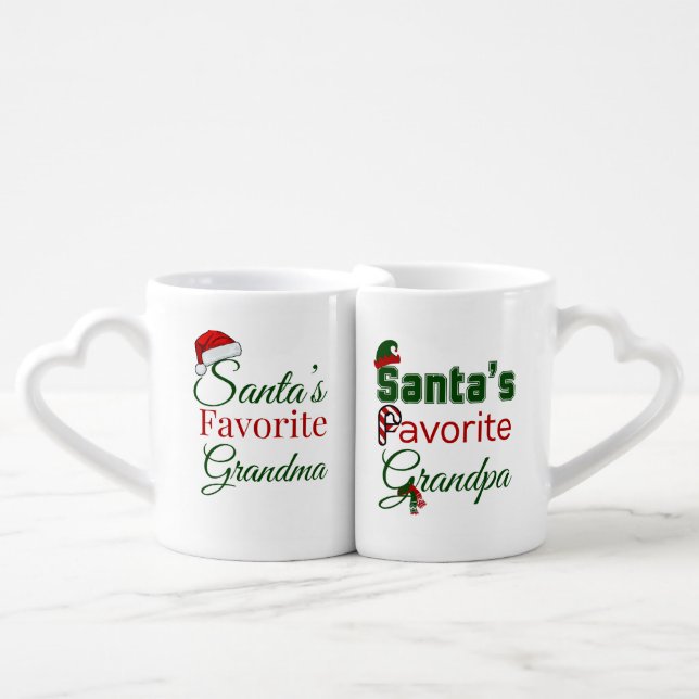 Santa's Favorite Grandma & Grandpa  Coffee Mug Set (Front Nesting)
