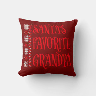 Santa's Favorite Grandpa Christmas Ugly Sweater Throw Pillow