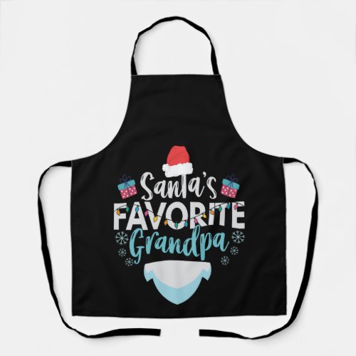 Santas Favorite Grandpa Funny Christmas Family Apron