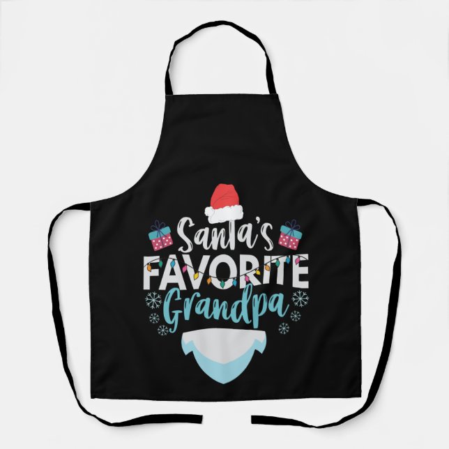 Santa's Favorite Grandpa Funny Christmas Family Apron (Front)