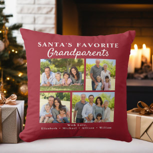 Santa's Favorite Grandparents Photo Christmas Throw Pillow