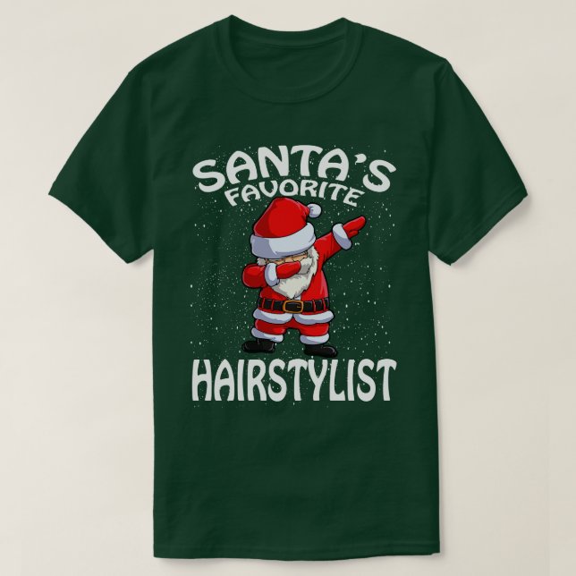 Santas Favorite Hairstylist Christmas 1 T-Shirt (Design Front)
