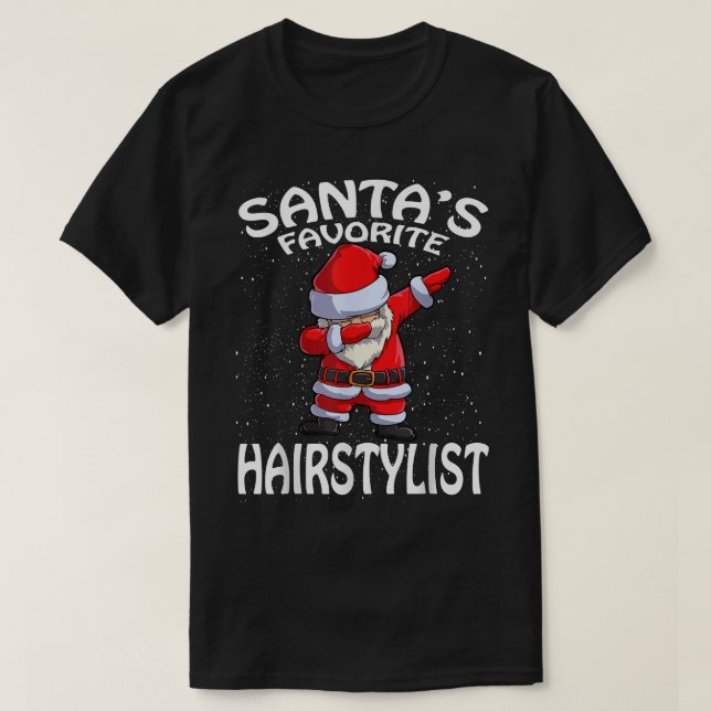 Santa's Favorite Hairstylist Christmas  T-Shirt (Design Front)
