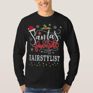 Santa's Favorite Hairstylist Santa Hat Christmas L T-Shirt