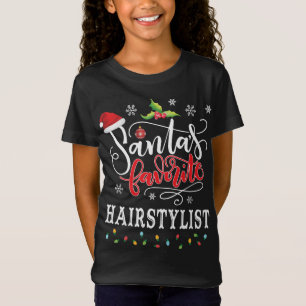 Santa's Favorite Hairstylist Santa Hat Christmas L T-Shirt