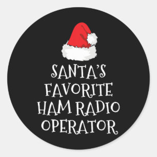 Santa's Favorite Ham Radio Operator Christmas Hat Classic Round Sticker