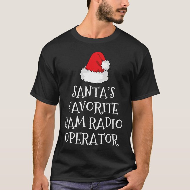 Santa's Favorite Ham Radio Operator Christmas Hat  T-Shirt (Front)