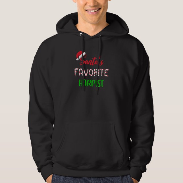 Santas Favorite Harpist   Funny harp Christmas Paj Hoodie (Front)
