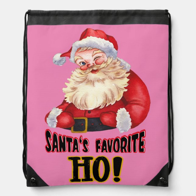Santa's Favorite Ho Drawstring Bag (Front)