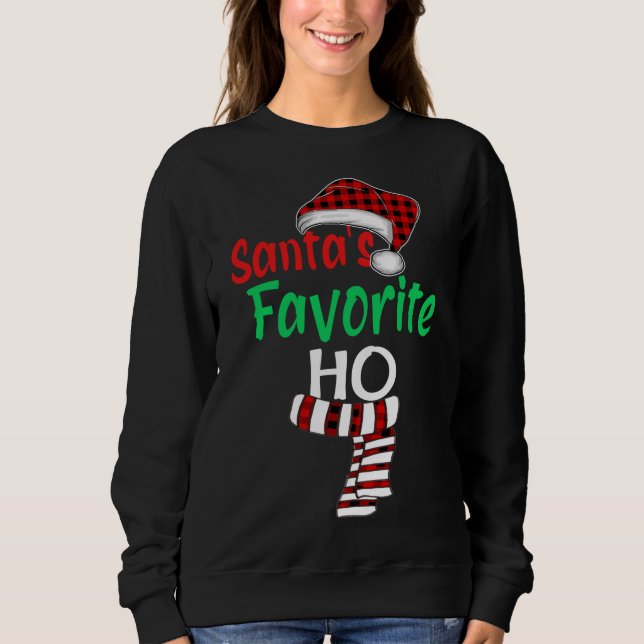 Santa's Favorite Ho Funny Christmas Santa Red Plai Sweatshirt (Front)