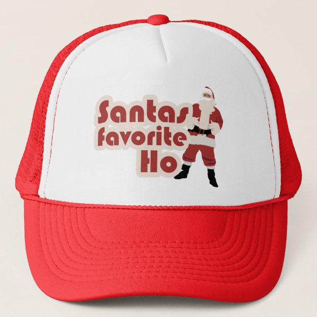 Santas Favorite Ho Funny Christmas Trucker Hat (Front)