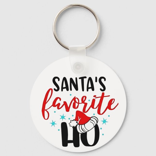 Santa's Favorite Ho Funny Christmas Xmas Keychain (Front)