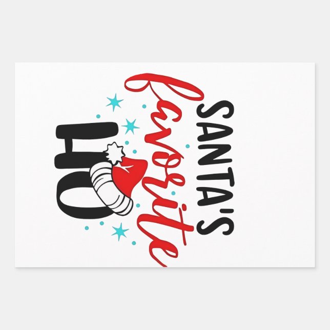 Santa's Favorite Ho Funny Christmas Xmas Wrapping Paper Sheets (Front)