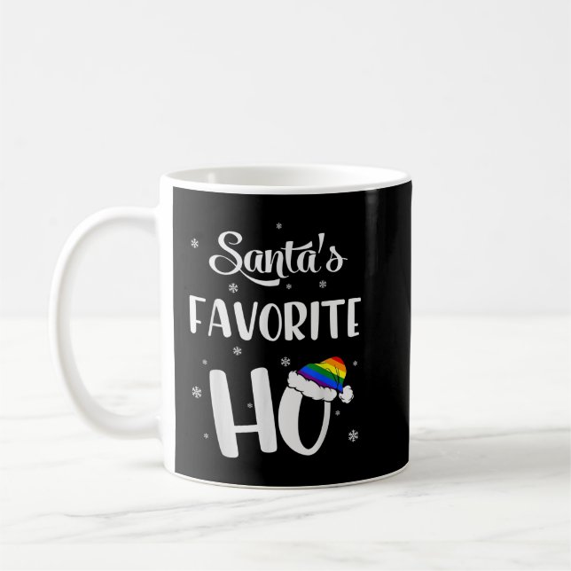 Santas Favorite Ho Gay Christmas Rainbow Lesbian F Coffee Mug (Left)