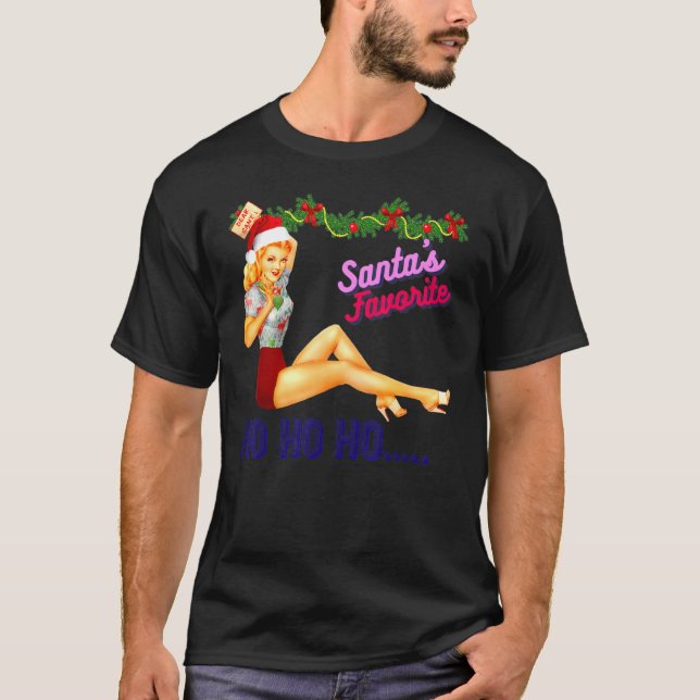 Santa's Favorite Ho Ho Ho Nice Naughty Dirty Joke  T-Shirt (Front)