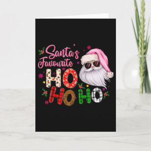 Santa's Favorite Ho Ho Ho Santa Claus Pink Christm Card