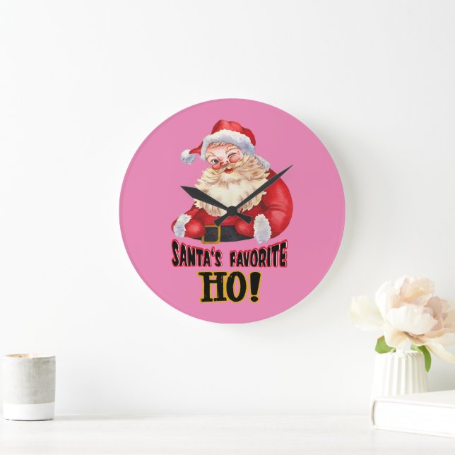 Santa's Favorite Ho Large Clock (Home)