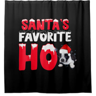 Santas Favorite Ho Santa Boston Terrier Dog Gifts Shower Curtain