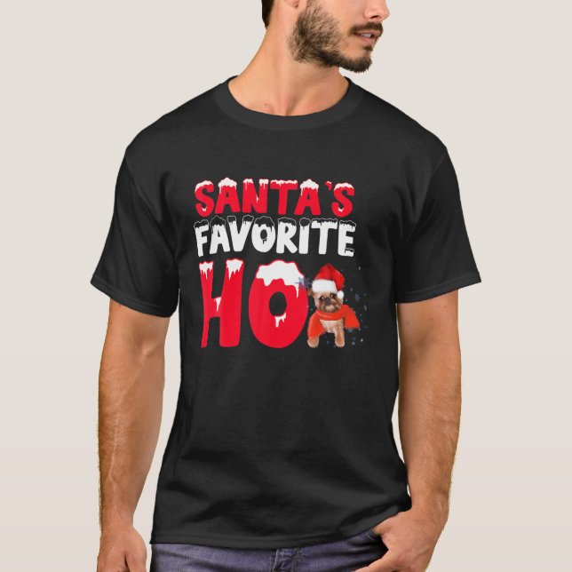 Santas Favorite Ho Santa Brussels Griffon Dog Gift T-Shirt (Front)