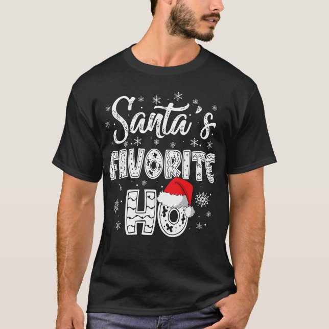 Santa's Favorite Ho Santa Hat T-Shirt (Front)
