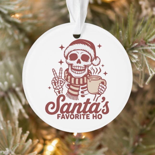 Santa's Favorite Ho Skeleton Snarky Christmas  Ornament (Tree)