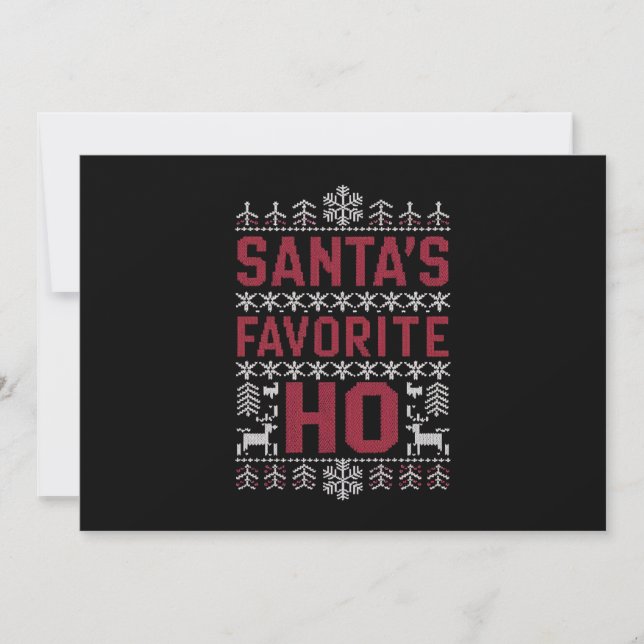 Santa's Favorite Ho Ugly Christmas Sweater Holiday Card (Front)