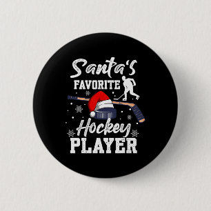 Santa's Favorite Hockey Player Christmas Pajama Ho Button