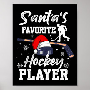 Santa's Favorite Hockey Player Christmas Pajama Ho Poster