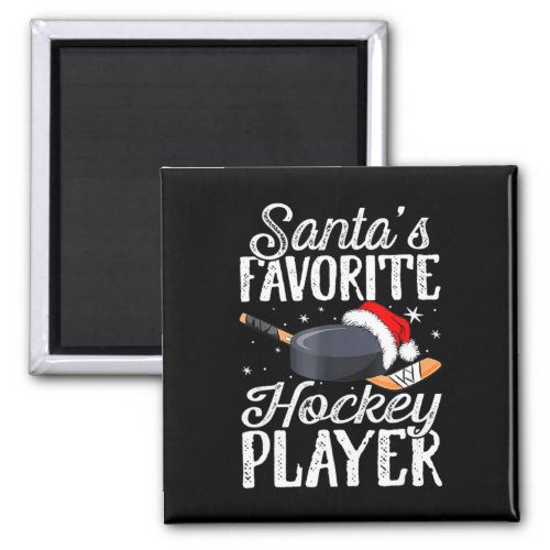 Santas Favorite Hockey Player Fun Christmas Pajam Magnet
