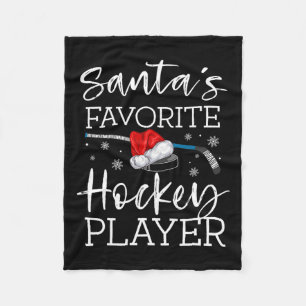 Santa's Favorite Hockey Player Fun Pajama Christma Fleece Blanket