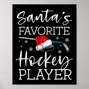 Santa's Favorite Hockey Player Fun Pajama Christma Poster