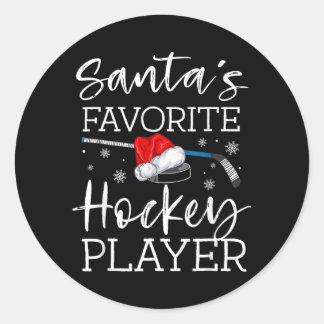 Santas Favorite Hockey Player Funny Pajama Classic Round Sticker