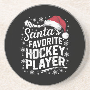 Santa's Favorite Hockey Player Pajama Christmas  Coaster