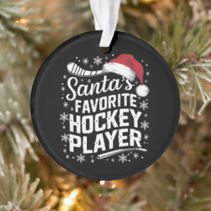 Santa's Favorite Hockey Player Pajama Christmas Ornament