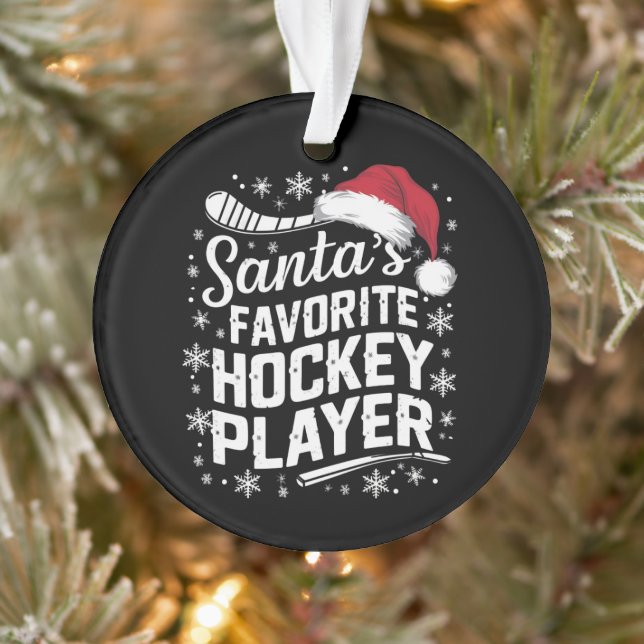 Santa's Favorite Hockey Player Pajama Christmas  Ornament (Tree)