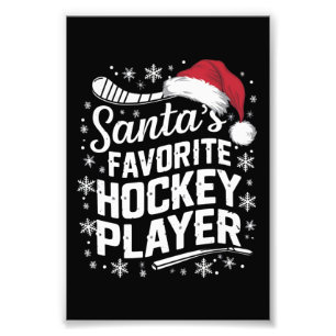 Santa's Favorite Hockey Player Pajama Christmas  Photo Print