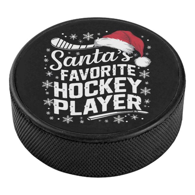 Santa's Favorite Hockey Player Pajama Christmas  Puck (3/4)
