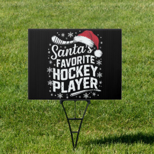 Santa's Favorite Hockey Player Pajama Christmas  Sign