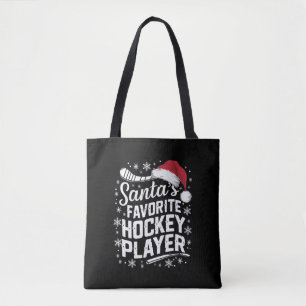 Santa's Favorite Hockey Player Pajama Christmas  Tote Bag