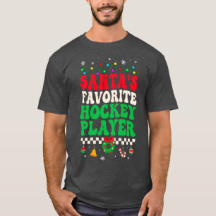 Santas Favorite Hockey Player Retro Christmas T-Shirt