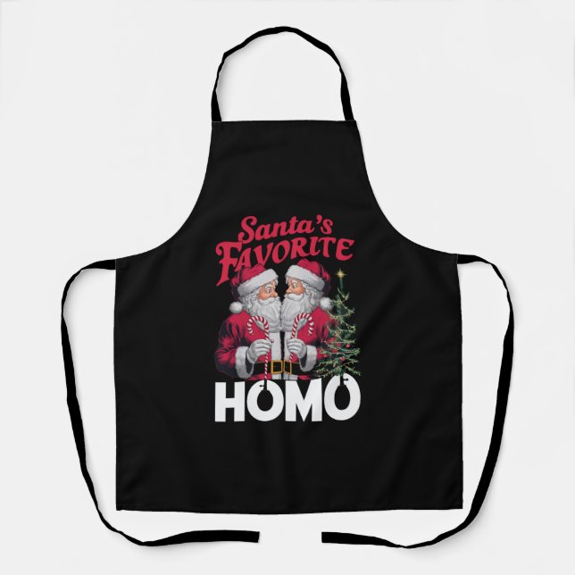 Santas Favorite Homo Gay Christmas LGBTQ Pride  Apron (Front)