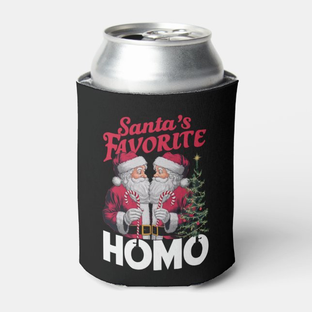 Santas Favorite Homo Gay Christmas LGBTQ Pride  Can Cooler (Can Front)
