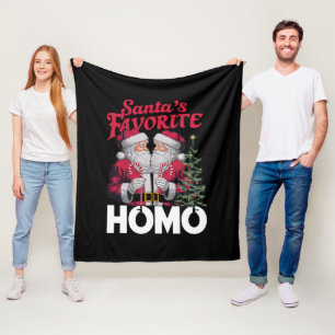 Santas Favorite Homo Gay Christmas LGBTQ Pride  Fleece Blanket
