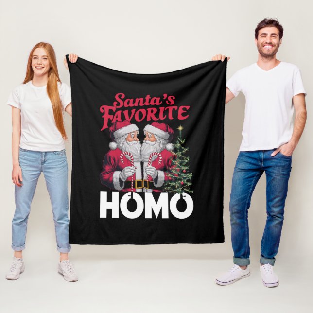 Santas Favorite Homo Gay Christmas LGBTQ Pride  Fleece Blanket (In Situ)