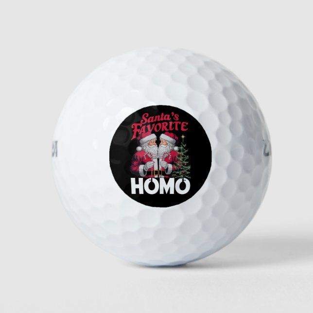 Santas Favorite Homo Gay Christmas LGBTQ Pride  Golf Balls (Front)