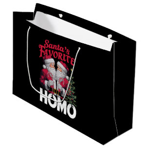 Santas Favorite Homo Gay Christmas LGBTQ Pride  Large Gift Bag