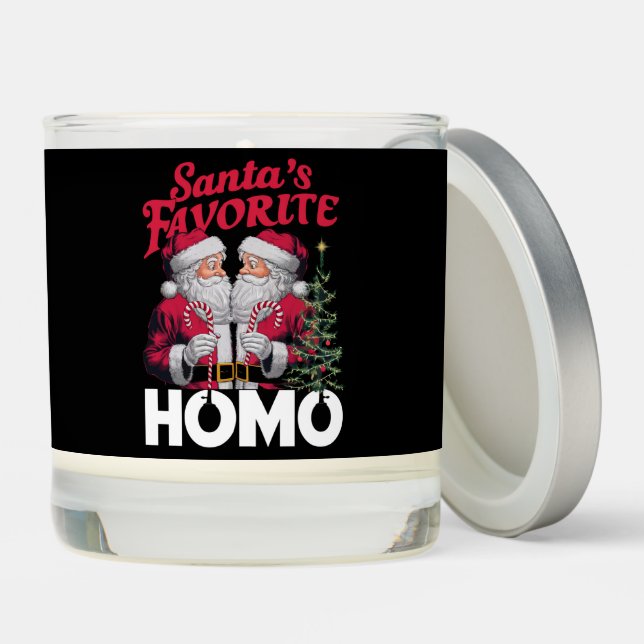 Santas Favorite Homo Gay Christmas LGBTQ Pride  Scented Candle (Lid)