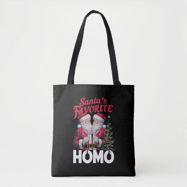 Santas Favorite Homo Gay Christmas LGBTQ Pride  Tote Bag (Front)