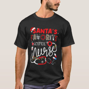 Santa'S Favorite Hospice Nurse Lights Leopard Plai T-Shirt
